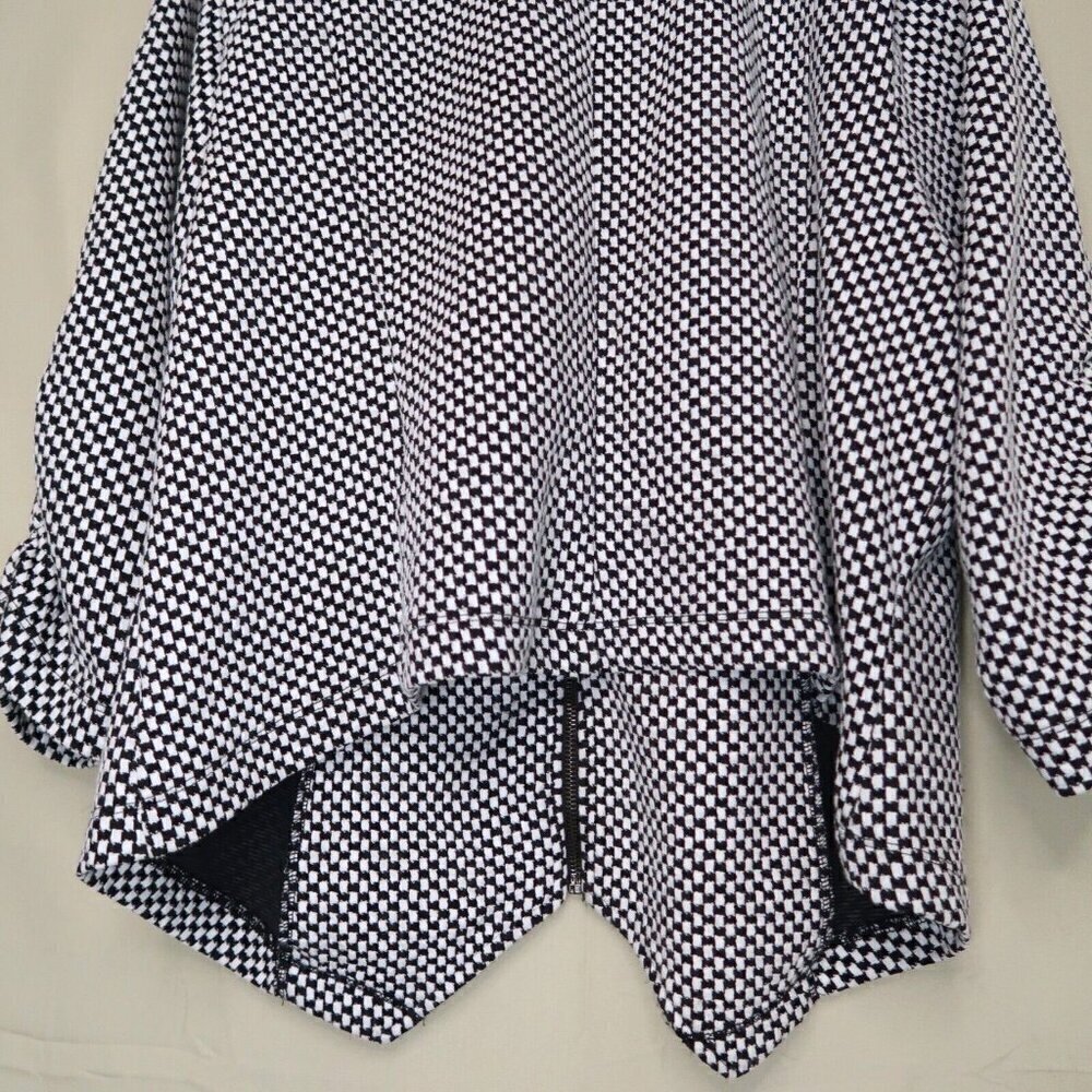 Torrid Zip Up Knit Jacket Black and White Checker 3/4 Ruched Sleeves Women's 4X - Picture 8 of 11